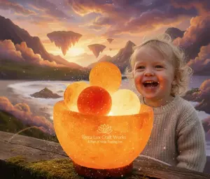 Handmade Himalayan Pink Salt Lamp Fire Bowl with Balls, 6 Inch