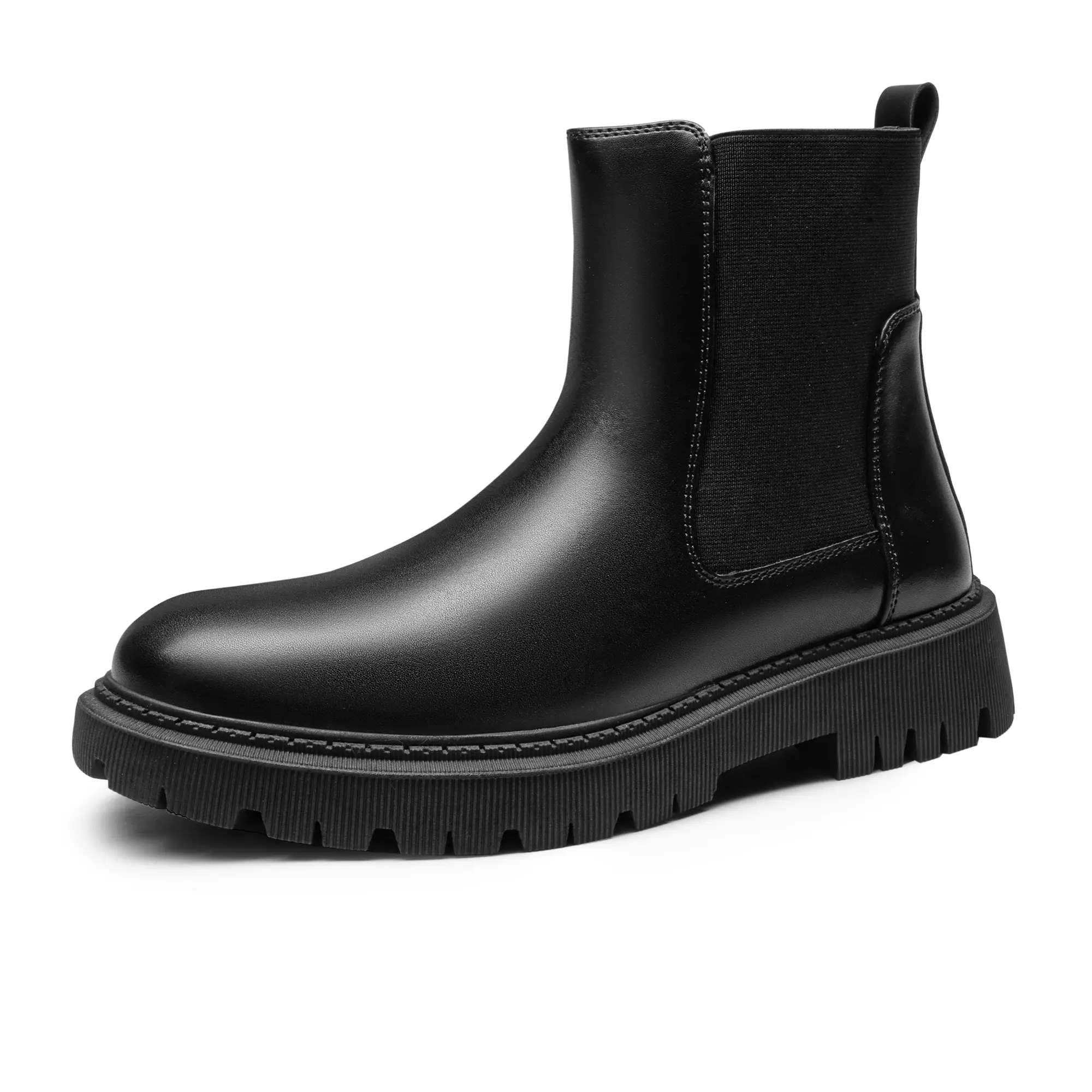 BRUNO MARC Men's Vegan Leather Chelsea Boots, Formal Pull On Ankle Footwear with Light Arch Support, Casual Round Toe Walking Shoes, Slightly Arched Design, Vegan Leather Upper sohochic, From Office To Weekend