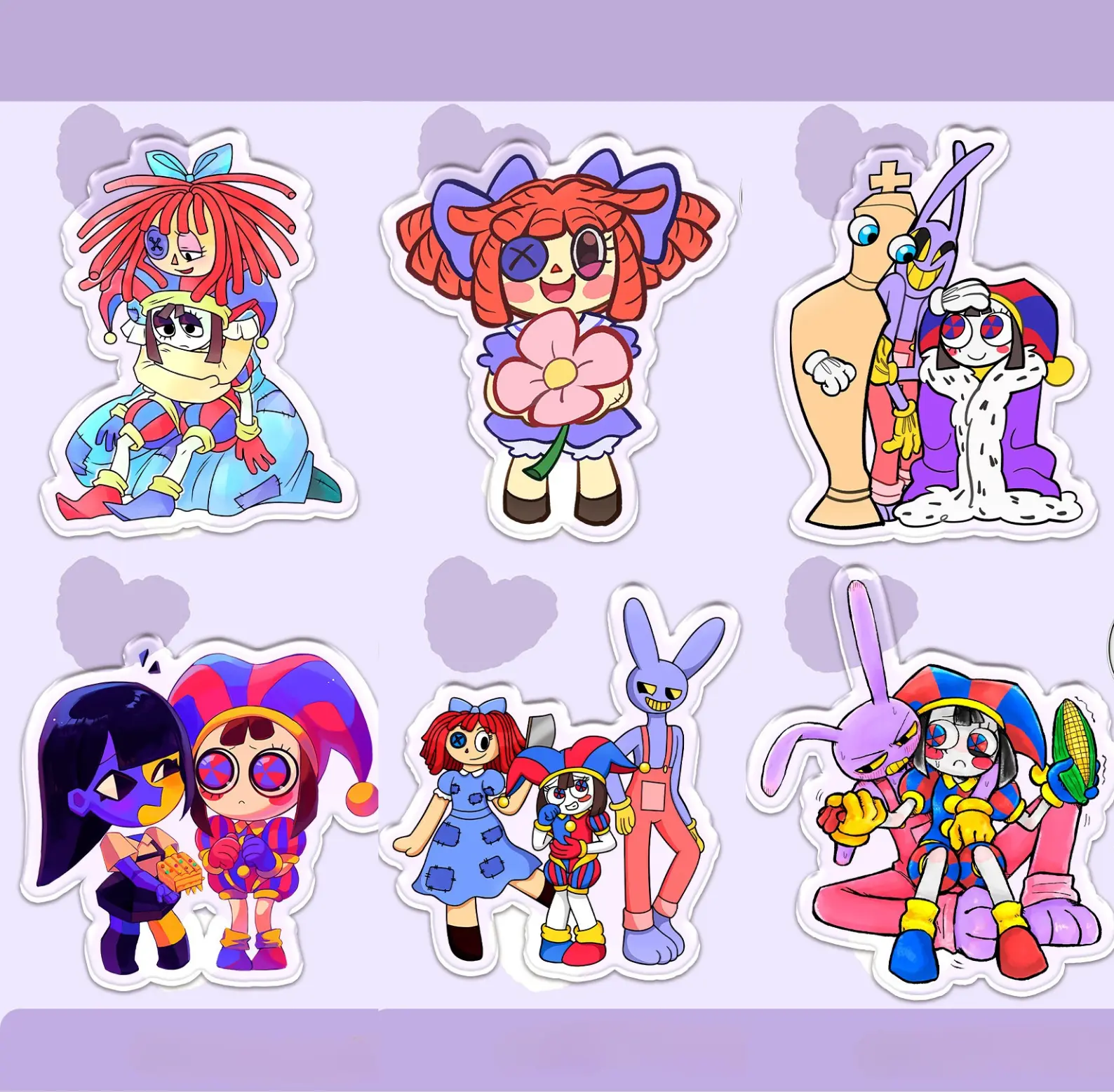 TADC Pomni Jax Gangle Keychain - The Amazing Digital Circus Keychains - Cute Characters, Kawaii Bag Charm for Keys, Backpack & Gifts, Collectible Fan Accessory, Aesthetic Game Merch!