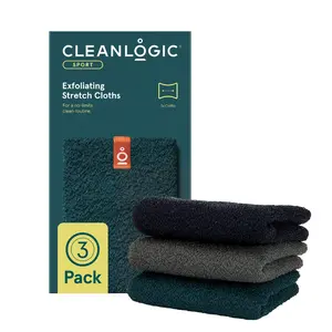Cleanlogic Sport Exfoliating Stretch Cloth – Extra-Large Body Wash Cloth for Deep Clean & Post-Workout Skincare (1 Pack / 3 Pack) Bath Personal Cleaning
