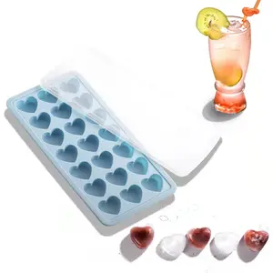 Heart Shape Ice Cube Tray, 21 Holes Silicone Ice Cube Mold with Removable Lid Flexible for Cocktail,Chocolate