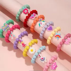Adorable Bracelet Set for Toddlers 6 pcs Cute Elastic Beaded Bracelets with Colorful Charms & Designs 4cm Size Perfect for Toddler Jewelry Easy Wear and Storage