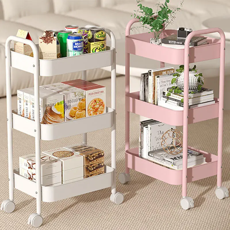3-Tier Rolling Cart with Wheels,Multifunction Utility Storage Carts, Kitchen Storage Organizer,Mobile Shelving Unit for Bathroom,Laundry,with Classified Stickers,White