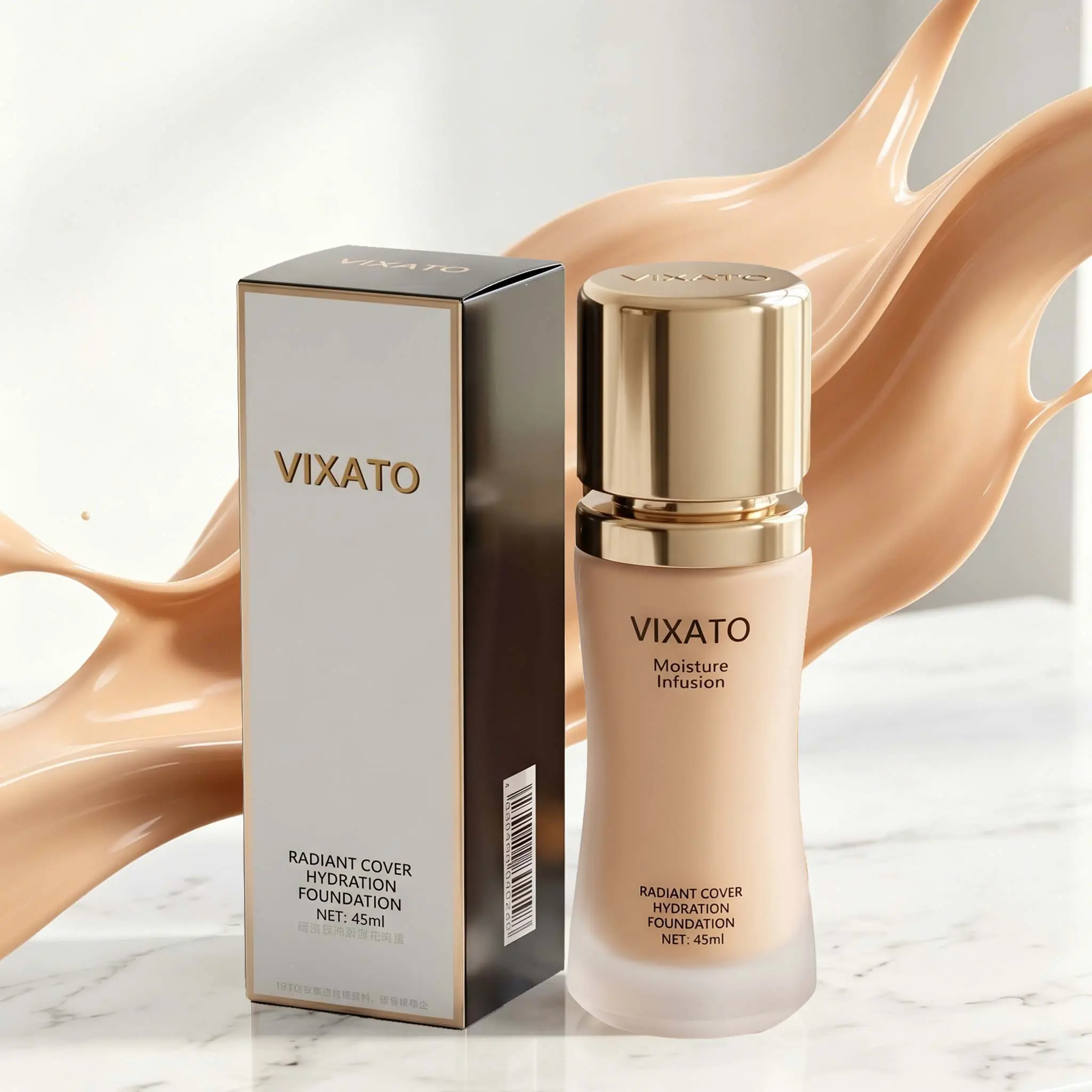 VIXATO Super Long lasting Water and Flawless liquid foundation 24h Makeup+Full concealer, smooth and bright, waterproof and sweat proof, four in one moisturizing, lightweight fit to create flawless skin