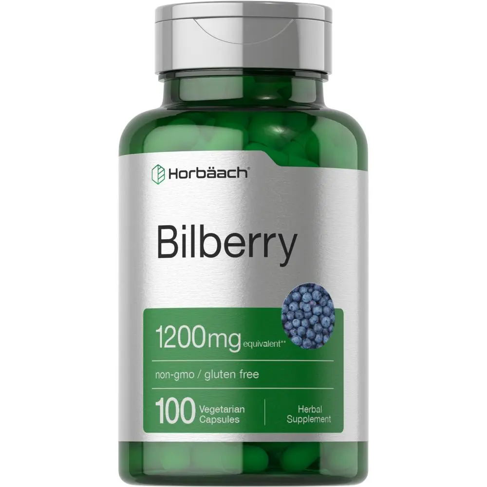 Horbäach Bilberry Fruit Extract 1200mg | 100 Capsules | Vegetarian, Non-GMO, Gluten Free Supplement