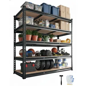 Garvee 5-Tier Heavy Duty Garage Shelving Units, Adjustable Storage Shelves,48x24x72 Inch Loads 2000 LBS,Adjustable Garage Storage Shelving, Metal Storage Utility Rack Shelf Unit