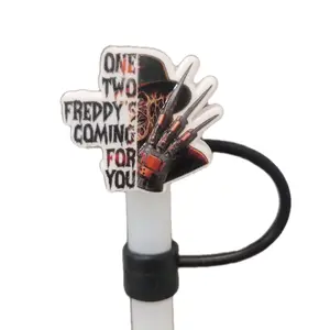Nightmare On Elm Street Freddy Krueger 3D Straw Topper with "One Two Freddy's Coming For You" Design and Black Band
