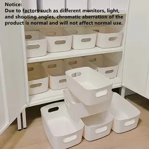10-Pack Durable White Plastic Stackable Storage Bins with Handles - Multipurpose Organizing Baskets for Home, Kitchen, Bathroom, Office, Toy & Pantry Organization