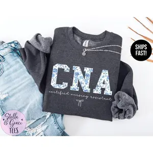 CNA T-Shirt / Sweatshirt / Hoodie, Blue Toile CNA Shirt, Nursing Assistant Hoodie, Patient Care , Cna Gifts Cotton Fabric Womenswear