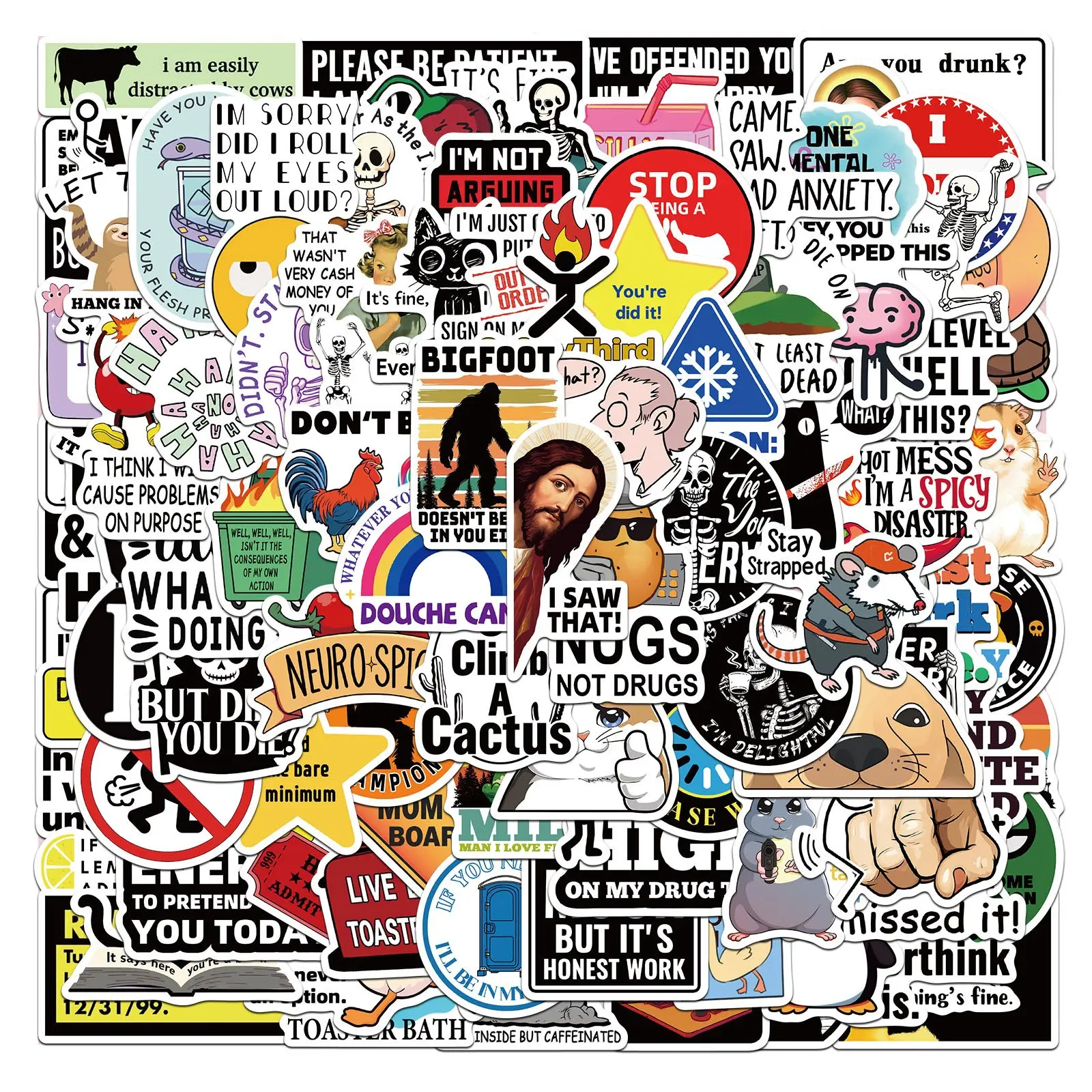 Funny Sarcastic Meme Quote Scrapbook Stickers Pack, Sticker Set, 100pcs Waterproof Humorous Decals, Aesthetic Sassy Stickers for Teens & Adults, Perfect for Gifts, Scrapbook Accessories