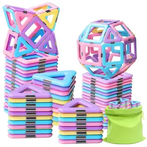 Large Macaron Magnetic Designer Building Kit Model & Toy Creative Magnetic Blocks, Kids Educational Gift, Random Color, Christmas Halloween Holiday Present