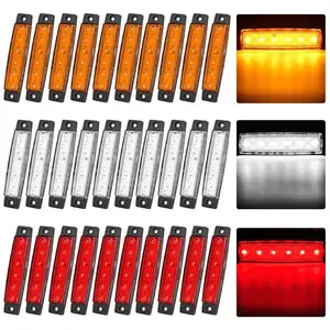 Nilight 30PCS 3.8in High-Brightness 6-LED Flush Mount Side Marker Marine Lights, 12V Amber/Red/White Automotive Parts with Easy Installation for Yacht, Trailer