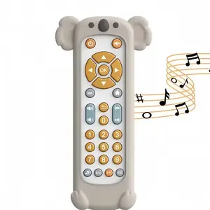 Baby Koala Remote Control Teething Toy, Play Sensory Teether, Infant Multilingual Music Early Education, BPA-Free Silicone, Suitable for Babies over 6 Months, Requires 2 AAA Batteries