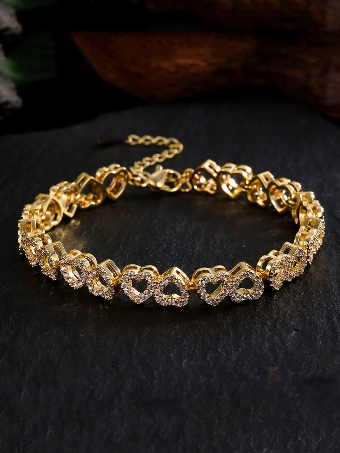 Heart Design Bracelets for Women & Girls Artificial Gemstone Cuff Bracelet Bridal Wedding Jewelry, Stackable Tennis Bracelet, Stacked Design Bracelet, Birthday Anniversary Gift, Cubic Zirconia Bracelet