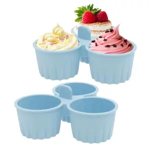 New Silicone Air Fryer Egg Mold Easy to Clean 3 Grids Cooking Bowl Durable Multi-functional Air Fryer Baking Cup Kitchen