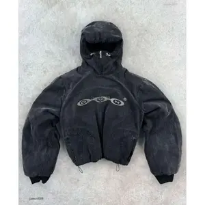 Black Washed Puffer Jacket – Oversized Streetwear.