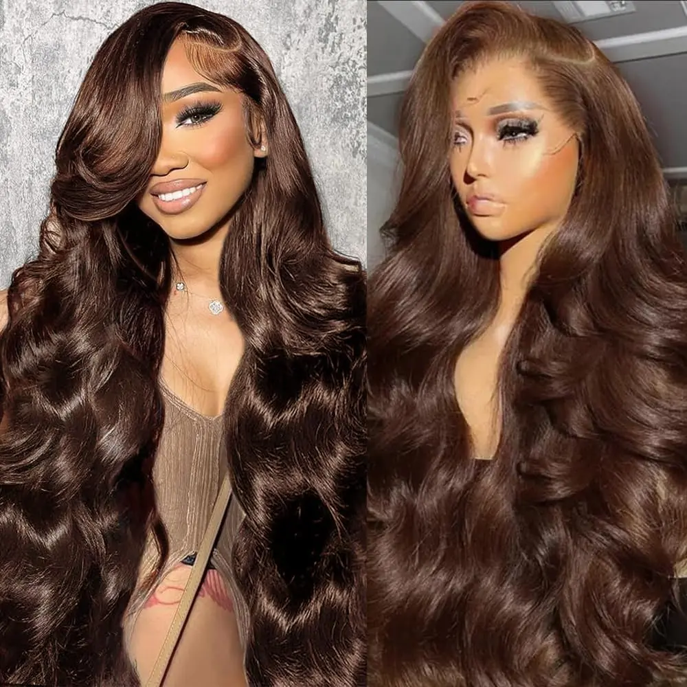 Kapelli Chocolate Brown Lace Front Wig 13x4 Body Wave HD Lace Front Wigs Human Hair Pre Plucked 180 Density Real Brown Wig with Baby Hair for Stylish Looks