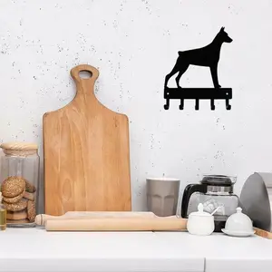 Doberman Dog Design Wall Mounted Key Holder, Stylish Key Hooks & Keychain Organizer for Entryway Living Room Decor, Durable Dog Lover's Gift, Shelves
