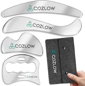 COZLOW 4-in-1 Stainless Steel Scraping Tool Set – Body Scraper Tools with Smooth Edges for Multi-Area Use
