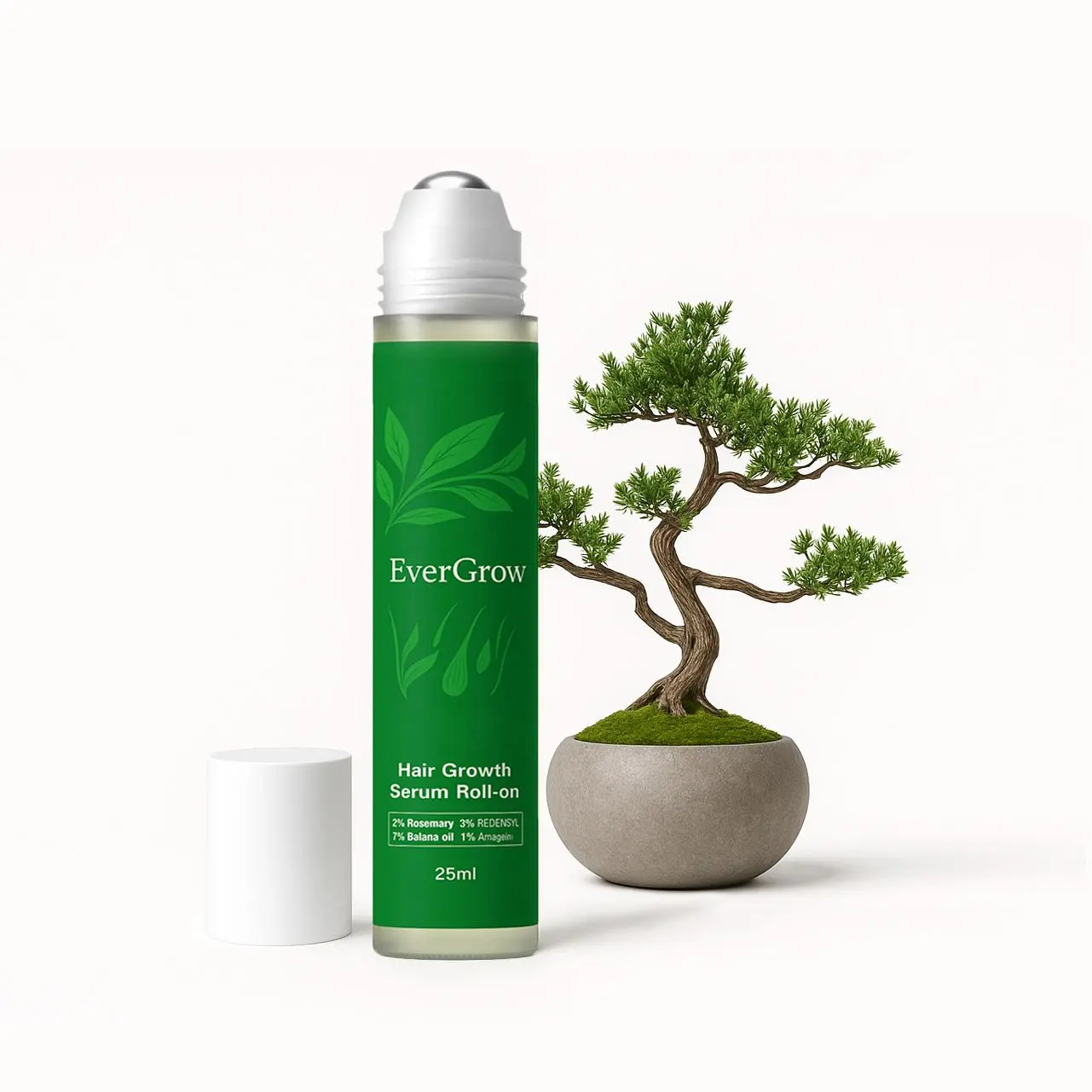 EverGrow Hair Growth Serum Roll-on 25ml 100% Natural with Rosemary Redensyl & Baobab Oil Reduces Hair Fall Thinning Vegan Cruelty-Free Haircare