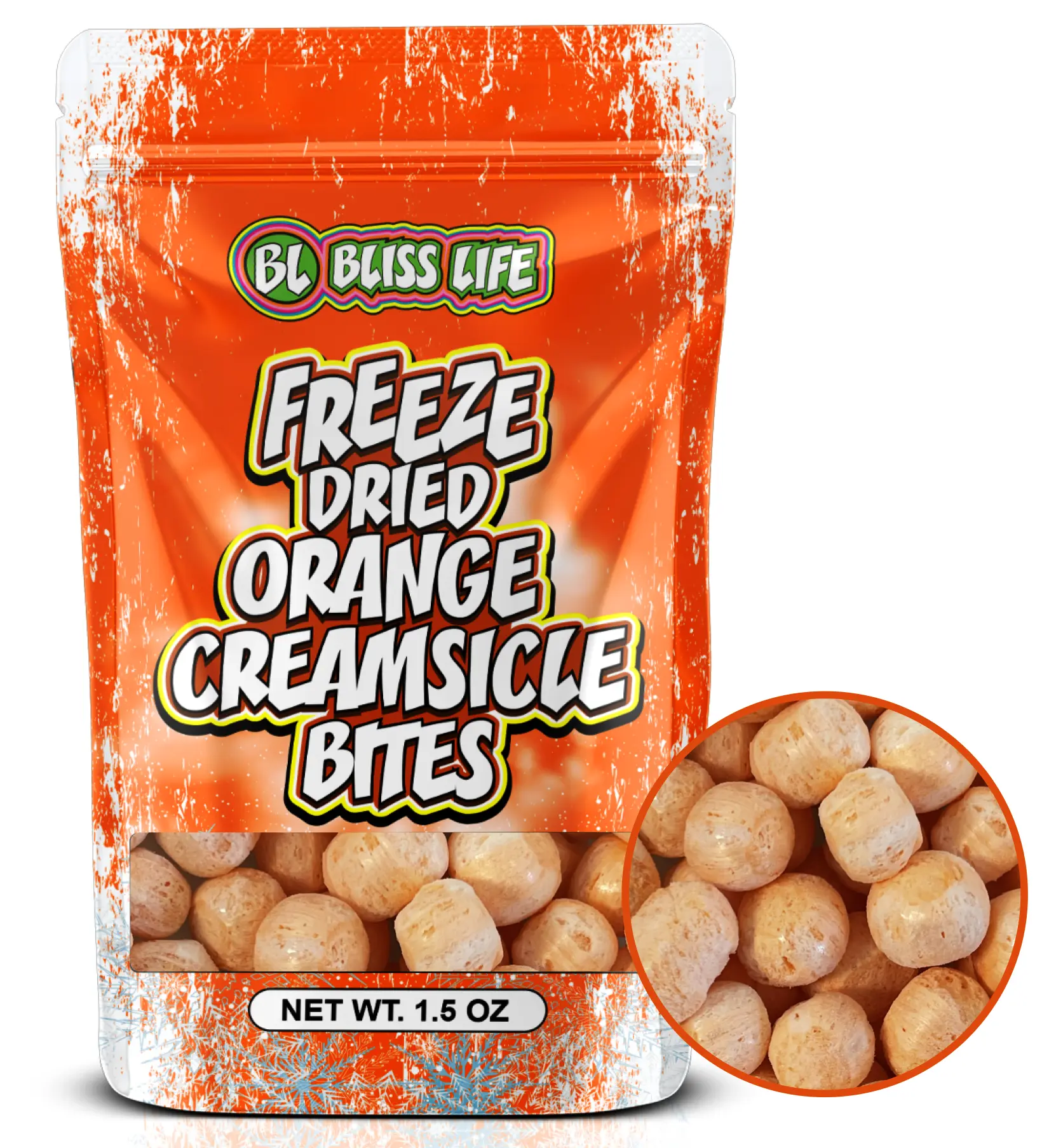Bliss Life Orange Creamsicle Bites | Light & Crunchy Candy Snack | Orange & Vanilla Flavored Candy | 1.5 oz
