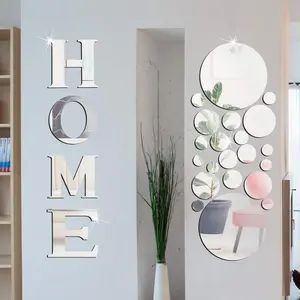 Mirror Wall Sticker, Home Letter Design Wall Decor, Backdrop Decorative Mirror, Living Room Dining Room Entry Door Bedroom Decor, Ornaments, Decoration Items, Stickers Mirror