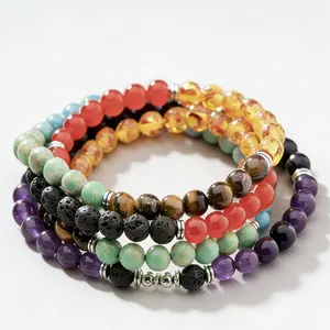 Lucky 8mm Crystal Rhodonite, White Thread Stone, Amethyst & Tiger’s Eye Healing Stone 108 Mala Bead Necklace - Long Braided Bracelet, Gemstone Mala Prayer Beads for Yoga & Meditation, Exquisite Gift for Ramadan, Sweater Chain