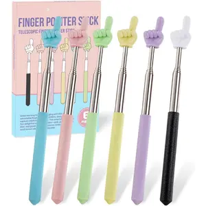 6 count Finger Pointer Stick for Classroom - Extendable Teacher Pointer Stick and Pointer Finger Tool - Colorful Hand Pointer Stick for Presentations-Telescopic Pointer Stick-Classroom Essentials