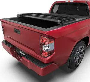 5.5 ft Bed Soft Quad Fold Truck Bed Tonneau Cover Compatible with 2014-2021 Toyota Tundra (Excl.Trail), Fleetside with Deck Rail System