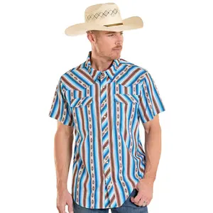ROCK&ROLL MENS SHORT SLEEVE BRIGHT TURQUOISE SERAPE PRINTED TEK BMN3S08391