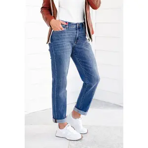 Judy Blue Mid Rise Medium Wash Classic Cuffed Boyfriend Jeans