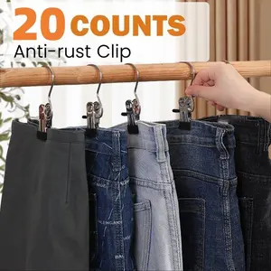 Stainless Steel Clothes Hangers, Storage Hanger, Reinforced Spring & Non-Slip Rubber Handle, Space Saving Closet Organizer, Multi-Purpose Hooks