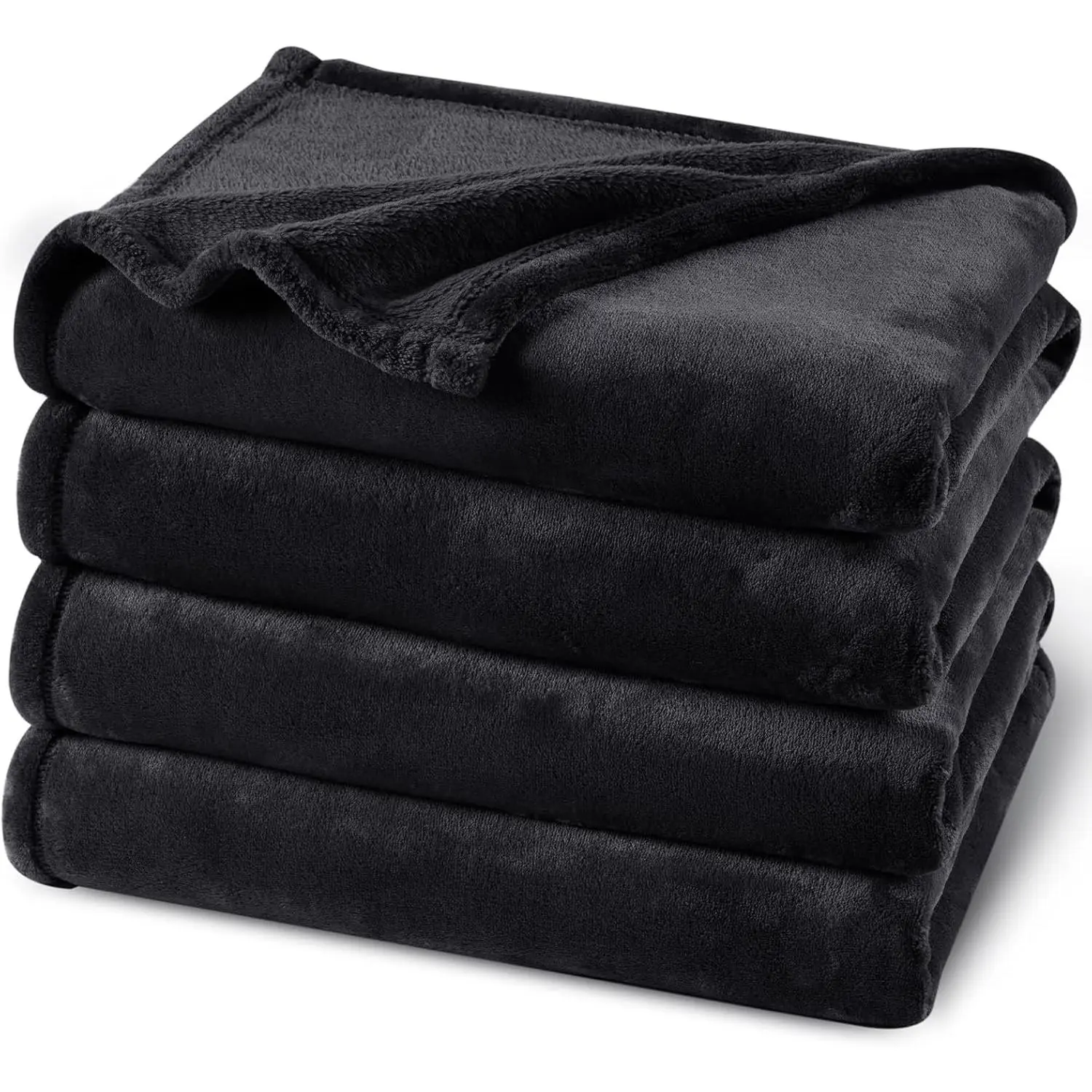 Fleece Cozy Soft Comfy Lightweight Throw Blanket - Ultra Twin Size 66"x90" Black, 300GSM, No Shed No Pilling, Machine Washable, Suitable for Couch, Chair, Fleece Cozy Blanket, Machine Washable Blanket