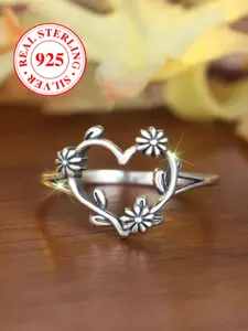 S925 Sterling Silver Hollow Out Heart Design  Ring, Heart Cluster Ring, Fashion Rings, Fashion Accessories for Women & Girls, Trendy All-match & Exquisite Jewelry for Birthday Gift