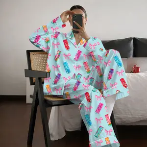 Alani Pajamas Set, Alani Energy Drink Sleepwear, Satin Loungewear For Women, Alani Lover Gift For Her