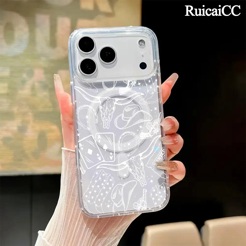 Magnetic Smartphone Case for iPhone 17/16 Pro Max Plus/15/14/13/12/11/Air, Western Cowboy Dreamscape Pattern, Anti-Yellowing, Shockproof, Ultra-Thin, Resistance, Supports Wireless Charging, Handheld Cellphone Devices Accessory