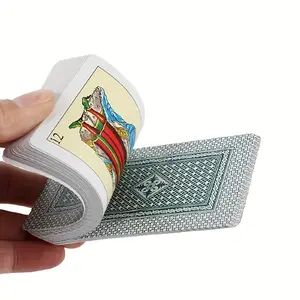 Plastico Brand 40 Sheets Spanish Playing Cards with 1/2 Decks & Boxes 100% PVC Plastic Gold Accents Classic Design Portable Poker Size for Puerto Rico & Mexican Games