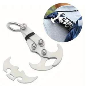 Stainless Steel Folding Grappling Hook, 1 Count Multifunctional Heavy Duty Grapple Hook & 1 Count Enhanced Grip Claws, Outdoor Camping Hiking Accessories