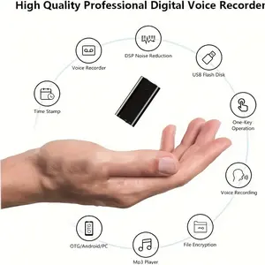 1pc Professional Voice Activated Digital Recorder, 8GB High Definition Noise Canceling MP3 Player, Ultra Thin Portable Recording Pen for Business Meetings, No Battery Included Audio