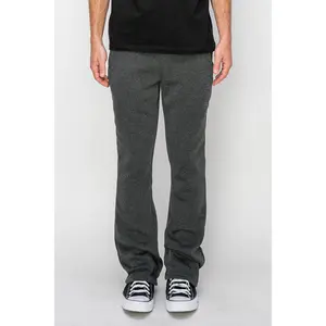 VICTORIOUS Flared Fleece Pants for Men - Beige Plain Trouser - Menswear