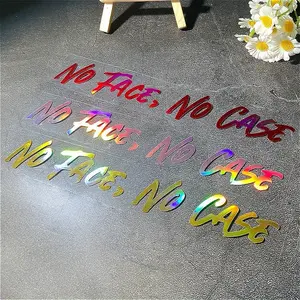 1PC NO FACE NO CASE Funny Motorcycle Stickers, Waterproof Suitable for Motorcycle Fuel Tanks, Helmets, Side Panels, Scooter Bodies, Vinyl Stickers, Suitable for DIY Metal and Glass Surfaces (pink Gold Red Laser)