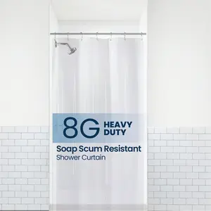 Bathroom Shower Curtain - Waterproof Plastic Shower Curtain Premium PEVA Non-Toxic Material with Anti-Rust Eyelets Transparent 8G Heavy Duty Bathroom Accessories 36x72