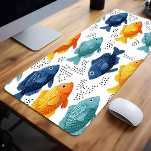 Colorful Fish Mouse Pads Extra Large Computer Desk Top Mat Mouse Pad for Laptop Mouse Desk Pad Desk Mats with Non - Slip Rubber Base Stitched Edge for Home and Office