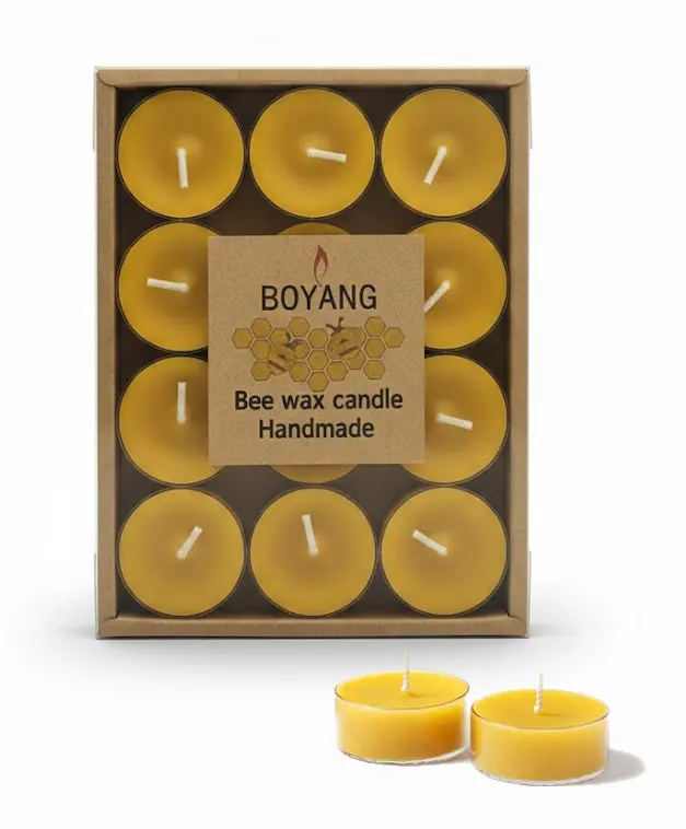 12PCS Pure Beeswax Tealight Candles, Up to 4-Hour Burn Time, Unscented Clean-Burning Candles for Relaxation, Bath, Dinner & Home Decor Candlewax