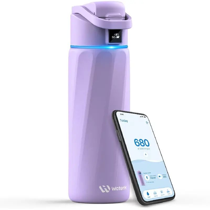 Water Bottle with Reminder to Drink Water, 24oz BPA-Free Stainless Steel Vacuum Insulated Water Bottle, Wide Mouth Water Tracker Bottle with APP, Ideal for Gift