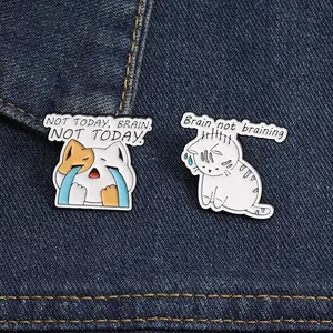 Spring new brooch -2PCS cartoon crying cat series badge pin, fashionable and cute brooch, metal material, suitable for decoration on backpacks and clothing, exquisite gift, perfect for giving gifts