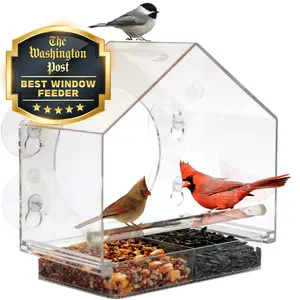 Window Bird Feeder Clear Acrylic With 4 Strong Suction Cups, Removable Sliding Tray, Easy To Clean, Weatherproof Outdoor Bird Feeder For Close Up Bird Watching, Great Gift For Bird Lovers, Moms, Seniors And Nature Fans | Nature Anywhere