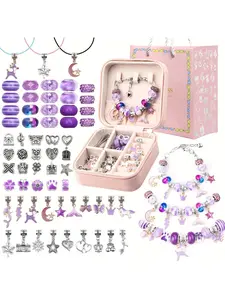 DIY Jewelry Making Kit with Jewelry Box & Gift Bag, 66pcs/set Unicorn, Mermaid & Diy Galaxy Beads Design Bracelet Making Kits, Girls DIY Jewelry Making Materials, DIY Jewelry Accessories, Diy Beading, Diy Craft Set