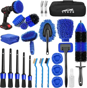 26Pcs Car Detailing Brush Set Car Detailing Kit Car Detailing Brushes, Car Cleaning Kit, Car Windshield Cleaning Tool, Professional Car Care kit - Car Wash Brush kit for Interior Exterior Wheels