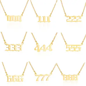 HENSY 000-999 Stainless Steel Number Necklace – Minimalist Pendant with 3-Digit Options – 16-20 Inch Adjustable Cross Chain – Personalized Lucky Number Jewelry for Women